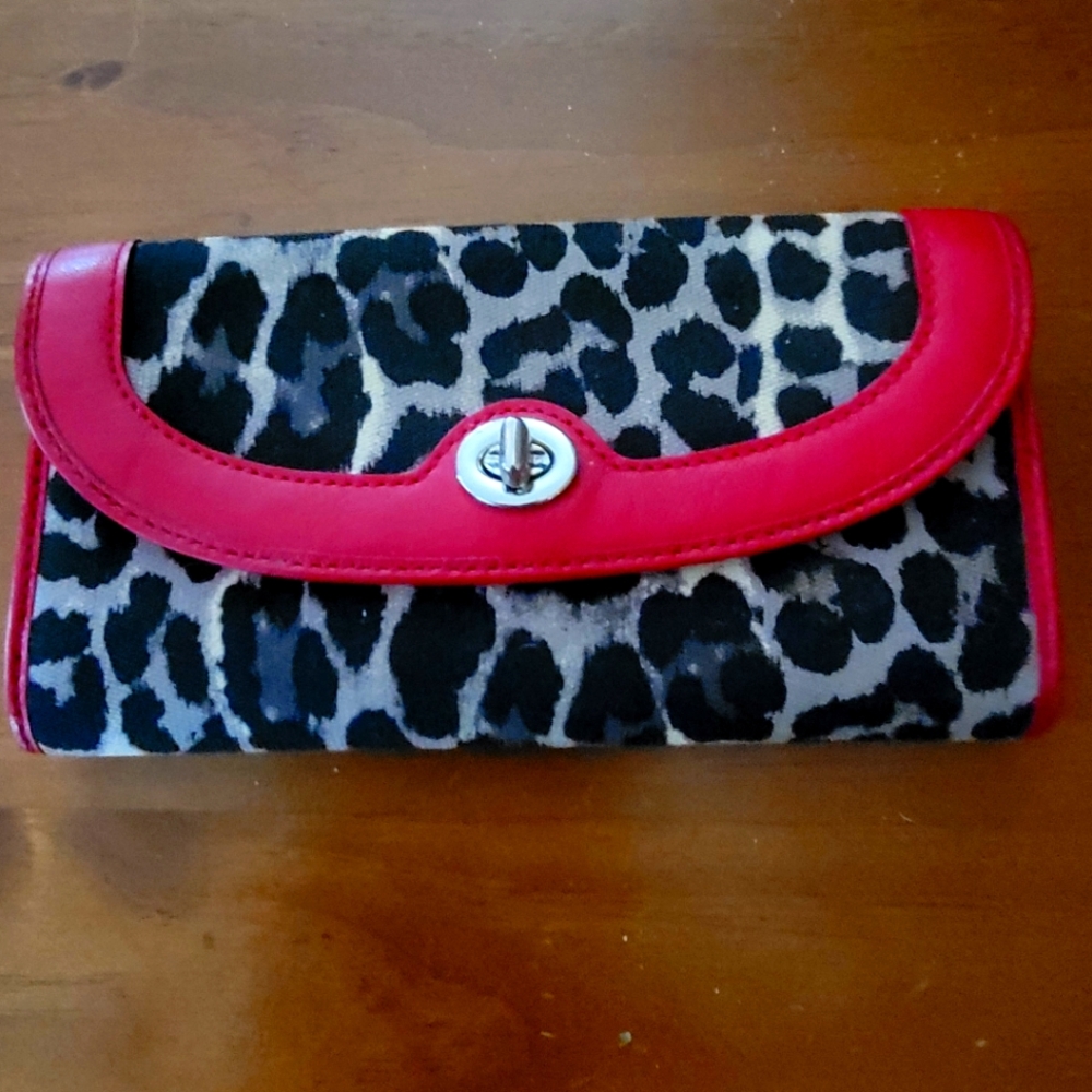 COACH PARK OCELOT LEOPARD PRINT WALLET